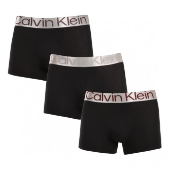 Calvin Klein ανδρικά βαμβακερά boxer (3pack), σε μαύρο χρώμα με ασημί λάστιχο και διαφορετικό χρώμα στα γράμματα NB3130A Q0K